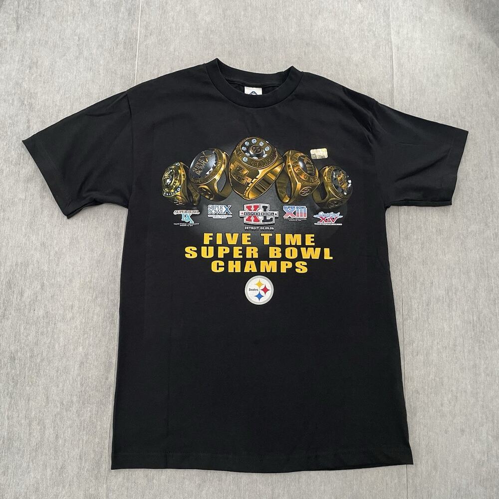 VINTAGE Pittsburgh Steelers Shirt Adult Medium Black Super Bowl Champs Mens M